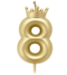 Golden birthday candle - Number 8 with crown