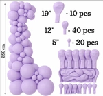 Set of Decorative Balloons Color Macaron Lilac 70 pieces