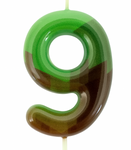 Minecraft green and brown pixel candle "9"
