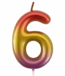 Birthday candle in the shape of the number 6 - pink and gold elegant