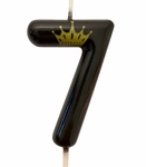Birthday candle number "7" with crown - black