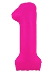 Foil Balloon Number "1" Pink Neon (100cm.)