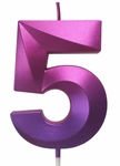 Purple and pink digit candle "5"