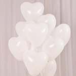 Set of 10 White 12 Inch Heart Shaped Balloons