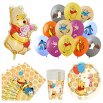 Winnie the Pooh Birthday Set - Balloons, Dishes and Decorations (53 items)