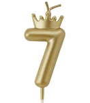 Golden birthday candle - Number 7 with crown