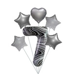 Set of Balloons "Marble 7" - Silver Stars and Hearts