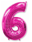 Foil Balloon Number "6" Flexmetal, Raspberry (100cm.)