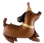 Foil balloon in the shape of a dog with a birthday hat (63cm*64cm)