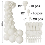  Set of Decorative Balloons - Color White(001) , 70 pcs. (19", 12", 5") 