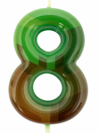 Minecraft green and brown pixel candle "8"