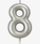 Silver birthday candle number "8" - elegance for any occasion
