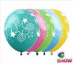 Star printed rubber balloons (10 pcs.)