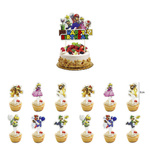 Toppers for birthday cake and cupcakes Super Mario Party