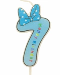 Children's candle number "7" blue