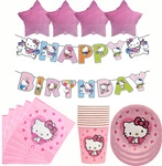 Hello Kitty Birthday Set - Decorations, Dishes and Balloons (45 items)