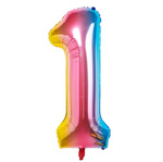 Foil Balloon Number "1" Rainbow (100cm.)