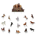 Birthday cake and cupcake toppers with horse motif (15+1 pcs.)
