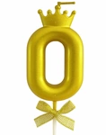 Golden birthday candle - Number 0 with crown
