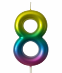Rainbow Candle Number 8 - Colorful Celebration Magic