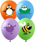 Printed rubber balloons Animals (12 pcs.)