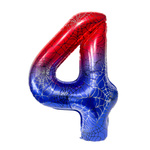 Foil Balloon Number "4" Spider Red/Blue (100cm.)
