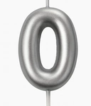 Silver birthday candle number "0" - elegance for any occasion