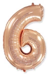 Foil Balloon Number "6" Flexmetal, Pink Gold (100cm.)