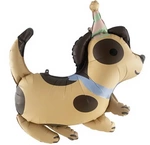 Foil balloon in the shape of a dog with a party hat (63cm*64cm)