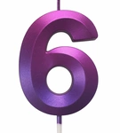 Purple and pink digit candle "6"