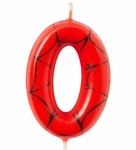 Spider-Man "0" birthday candle - red and black