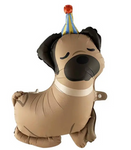 Foil balloon in the shape of a dog with a birthday hat (63cm*64cm)