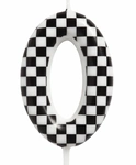Birthday candle number "0" - checkerboard pattern, race. 