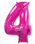 Foil Balloon Number "4" Flexmetal, Raspberry (100cm.)