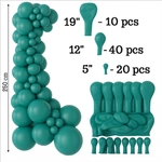 Set of Decorative Balloons - Color Teal(007), 70 pcs. (19", 12", 5")