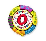 Happy Birthday foil balloon. Digit 0 18" (45cm), FLEXMETAL™