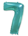 Foil Balloon Number "7" Flexmetal, Turquoise (100cm.)