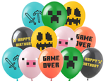 Game, Pixels, Minecraft printed rubber balloons (12 pcs.)