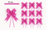 Pink decorative bow with embossed pattern - 21 cm (set of 10 pcs).)