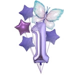 Set of 1st birthday balloons with butterfly