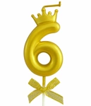 Golden birthday candle - Number 6 with crown