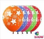 Printed rubber balloons Stars and Fireworks (10 pcs.)