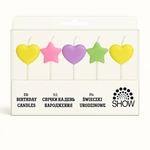 Colorful SHOW Birthday Candles - Hearts and Stars