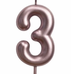 Birthday candle number "3" - rose gold
