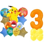 Set of Numbers 3 Pokemon Balloons Foil and Rubber Balloons with Printing