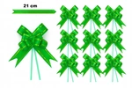 Decorative green bow with gold edge - 21 cm (set of 10 pcs).)