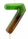 Minecraft green and brown pixel candle "7"
