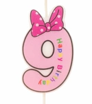 Children's candle number "9" pink