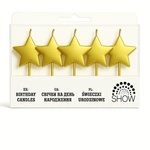 Gold birthday candles in the shape of stars - 5 pcs.