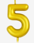 Gold birthday candle number "5" - elegance for any occasion